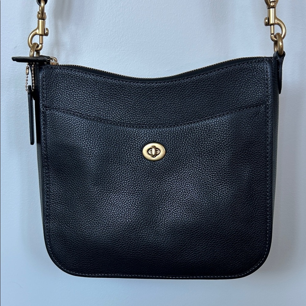 Coach Chaise Black Pebbled Leather Crossbody Bag